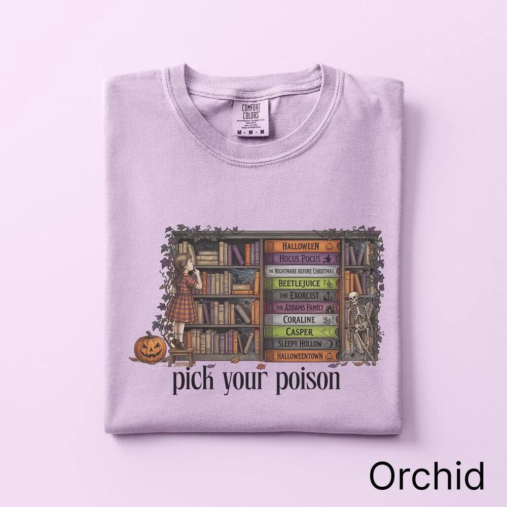 Halloween Movie Pick Your Poison VHS Horror Shelf T Shirt